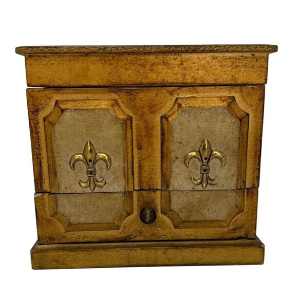 Vintage 1960s 1970s French Provincial Florentine Jewelry Music Box Lion's Head H - Picture 1 of 11